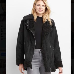 COPY - NWOT Sherpa faux-suede biker jacket